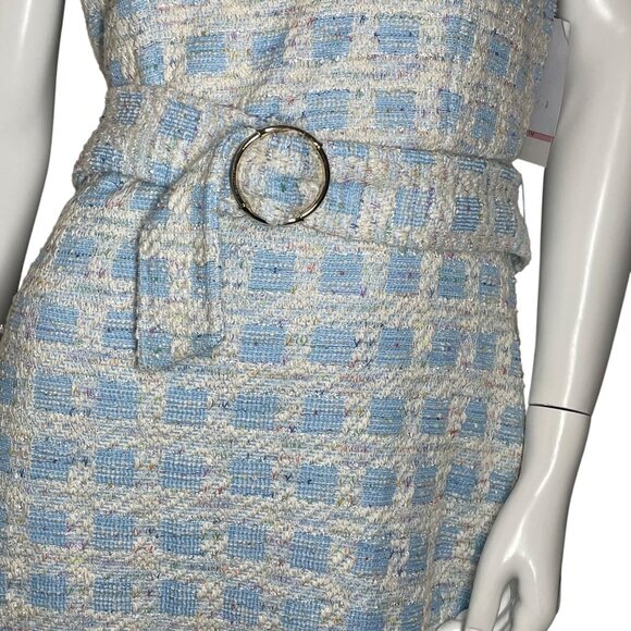 Women's Size‎ 10 Mini Dress Blue & White Tweed Sleeveless A-line Dress by Taylor - Picture 10 of 16